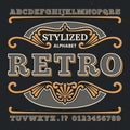 Vintage western 3d typography. Gothic retro vector type. Retro numbers and letters Royalty Free Stock Photo