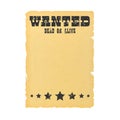 Vintage western reward placard. Wanted dead or alive poster template Royalty Free Stock Photo