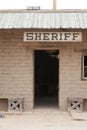 Vintage western sheriff office building front door Royalty Free Stock Photo