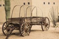 Vintage Western Wagon In Front of Building