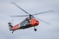 A vintage Westland Wessex helicopter in flight