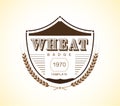 Vintage wheat badge design template. vector stock.