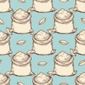 Vintage wheat flour bags seamless pattern