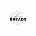 Vintage wheat in polygon emblem badge for Bakery Logo Design