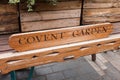 A vintage wheel barrow in London`s Covent garden. Royalty Free Stock Photo