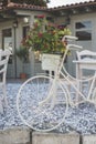 Vintage white bicycle. Royalty Free Stock Photo