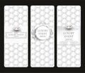 Vintage white elegant vertical cards with leather texture.