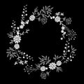 Vintage white embroidered flower wreath.