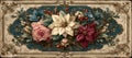 A vintage white flower frame background, created with image technology, provides copy space for text and an advert Royalty Free Stock Photo