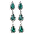 Vintage white gold earrings with green gemstone Royalty Free Stock Photo
