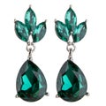 Vintage white gold earrings with green gemstone Royalty Free Stock Photo