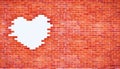Vintage white heart shape on brick wall style and copyspace. Use for love and Royalty Free Stock Photo