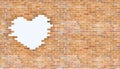 Vintage white heart shape on brick wall style and copyspace. Use for love and Royalty Free Stock Photo