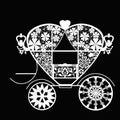 Vintage white lace carriage on black background Royalty Free Stock Photo