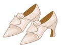 Vintage white leather shoes on high heels vector Royalty Free Stock Photo