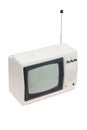 Vintage white portable TV set with antenna