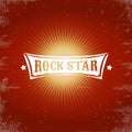 vintage white rock star print isolated on grunge red background. Vector Grunge Rock star emblem,logo and label concept Royalty Free Stock Photo