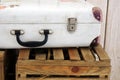 Vintage white suitcase