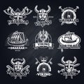 Vintage White Viking Emblems Set Royalty Free Stock Photo