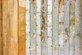 Vintage whitewash painted rustic old wooden shabby plank wall textured background. Faded natural wood board panel structure Royalty Free Stock Photo