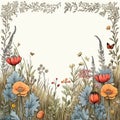 Vintage Wild Flower Frame With Butterflies - Hand-painted And Highly Detailed Royalty Free Stock Photo