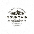 Vintage wilderness logo. hand drawn retro styled outdoor adventure emblem. vector illustration Royalty Free Stock Photo