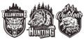 Vintage wildlife monochrome emblems