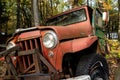 Vintage Antique Car - Junkyard in Autumn - Abandoned Willys Jeep Station Wagon - Pennsylvania