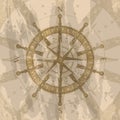 Vintage wind rose on background of world map