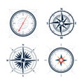 Vintage wind rose compass set. vector design of wind ro