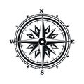 Vintage wind rose compass symbol. Camping, Adventure, Expedition Logo. Simple black silhouette graphic. Vector illustration on Royalty Free Stock Photo