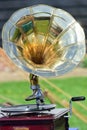 Vintage wind up gramophone player Royalty Free Stock Photo
