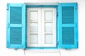 Vintage window with blue shutter Royalty Free Stock Photo