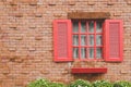 vintage window on brick wall Royalty Free Stock Photo