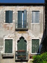 Vintage window and detail of a classical building in the historical center of Venezia. Royalty Free Stock Photo