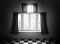 Vintage window in a old house black and white Royalty Free Stock Photo