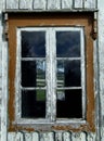 Vintage window with peeling paint Royalty Free Stock Photo