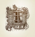 Vintage window sketch. Vector illustration