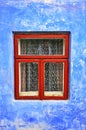 Vintage windows decorate the house