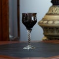 Vintage wine glass close-up. antique wine glass Royalty Free Stock Photo