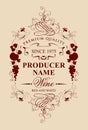 Vintage wine label with floral and fruit ornament Royalty Free Stock Photo