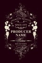 Vintage wine label with floral and fruit ornament Royalty Free Stock Photo