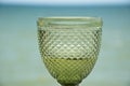 Vintage wineglass with white wine. lemonade in goblet