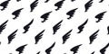 Vintage wing pattern, black and white label. Creative tattoo idea with feather, fabric ornament. Decor textile, wrapping Royalty Free Stock Photo