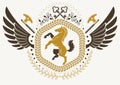 Vintage winged emblem created in vector heraldic design and comp