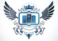 Vintage winged emblem created in vector heraldic design and comp