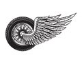 Vintage winged motorcycle wheel concept Royalty Free Stock Photo