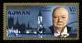 Vintage Winston Churchill Postage Stamp from Ajman Royalty Free Stock Photo