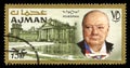 Vintage Winston Churchill Postage Stamp from Ajman Royalty Free Stock Photo