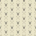 Vintage winter or christmas seamless pattern with deers